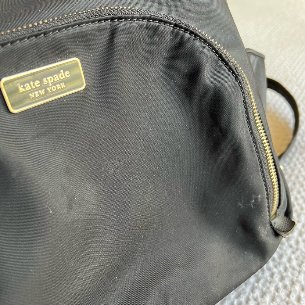 GUC Kate Spade Large Dawn Backpack | Black Nylon w/ Gold Hardware | Light Wear - Picture 4 of 11